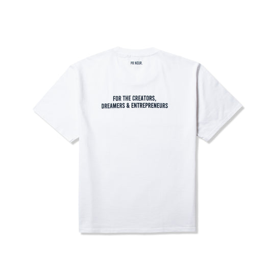 PR NEUR "FOR THE CREATORS..." HEAVY OVERSIZE T-SHIRT - WHITE/NAVY